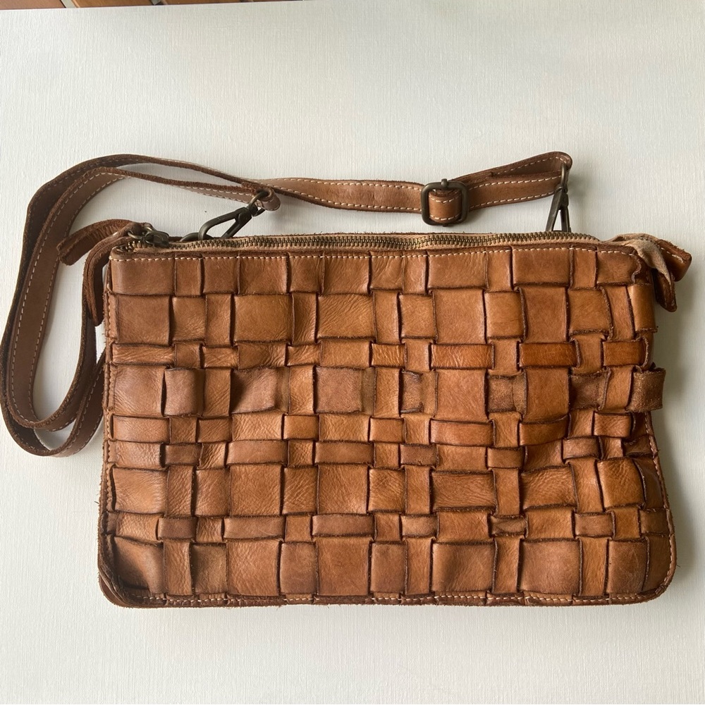 COSTANZA ROTA Italian Leather Woven Crossbody Boho Hippie